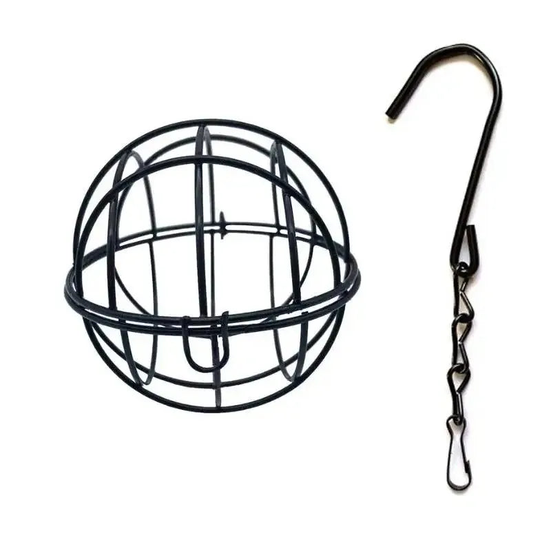 Metal Suet Ball Bird Feeder Hanging Chain Squirrel Proof Outdoor Qme Black