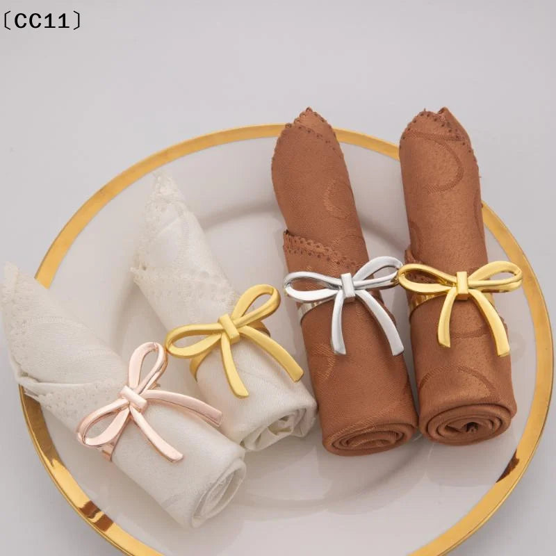 Gold Bow Napkin Ring Reusable Holder Suitable Valentine's Day Parties Qme