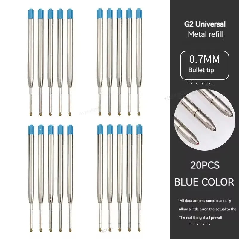 5-30pcs L:3.9 In Ballpoint Pen G2 Metal Refills Blue/Black/Red Ink for Pens Medium Point Rods for Writing Office Stationery Qme 20 blue