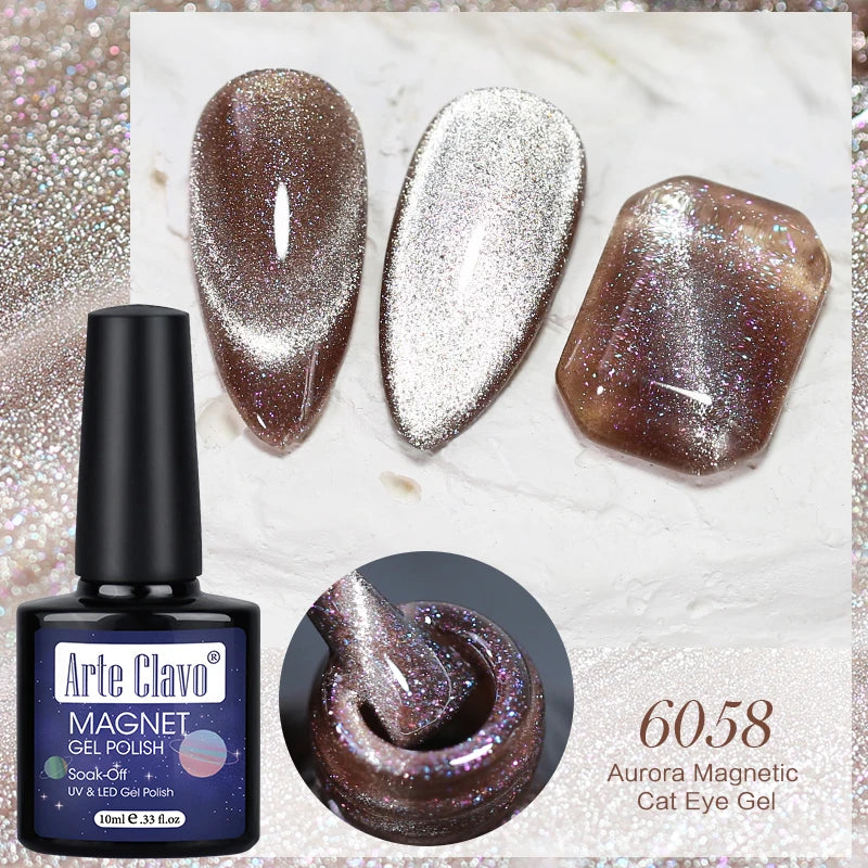 Arte Clavo Auroras Cat Eye Magnetic Gel Unicorn Shining Transparent