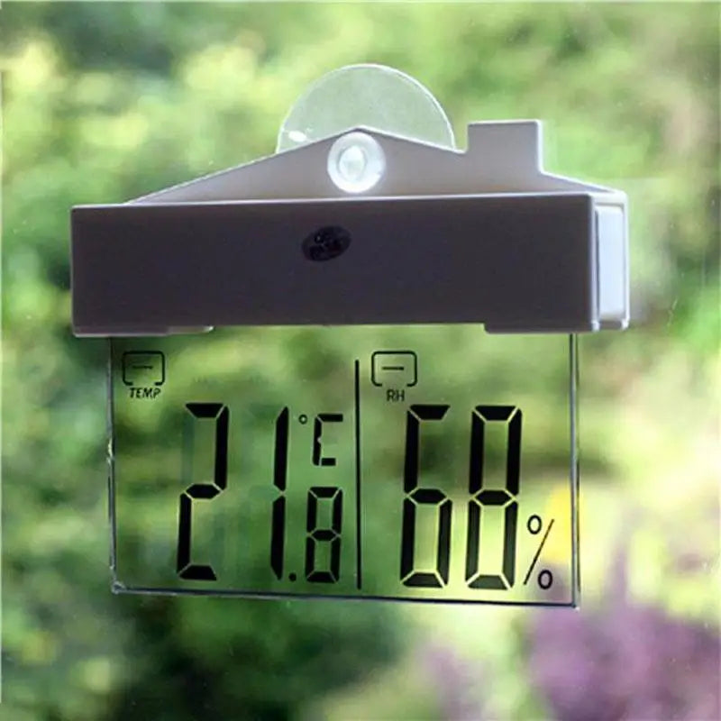 Digital Weather Station Suction Cup Digital Window Thermometer Hydrometer Large LCD Indoor Outdoor Weather Station Suctio Qme