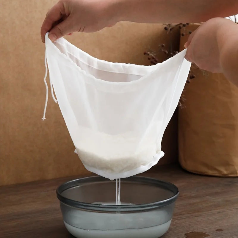 Reusable Vegetable Water Filter Bag Drawstring Food Strainer Squeeze Bag For Dumpling Fruit Cabbage Spinach Dehydration Qme