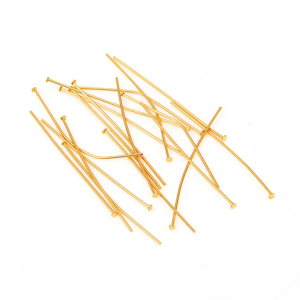 PandaHall 100pcs 304 Stainless Steel Flat Head Pins, 15.5/20/22/30/35/40/50mm x 0.6mm Assorted for Jewelry Making Qme