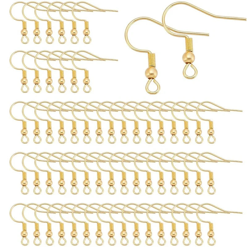 5 Pairs 18K Gold Plated Earring Hooks Copper Hypoallergenic Ear Wires Fish Hooks for Jewelry DIY Earring Making Qme