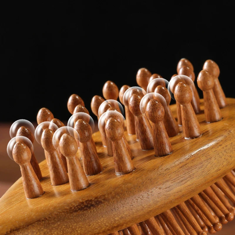 Double Sided Sandalwood Air Bag Comb Anti Static Scalp Massage Wood Qme