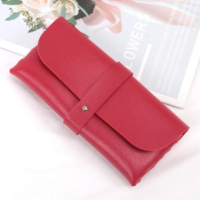 Soft Pu Leather Thick Glasses Bag Fashion Protective Case Women Men Qme Red