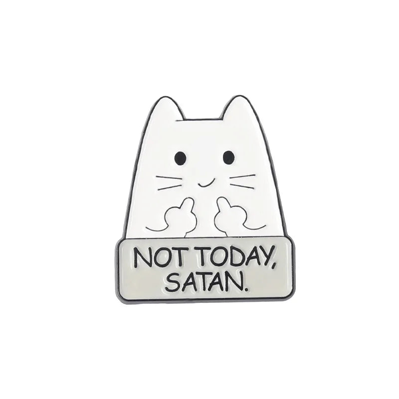 Cartoon Cat Enamel Pin I'm Fine Quote Metal Cute Animals Knife Badge Lapel Clothes Brooch Jewelry Gift Backpack Gift for Friends Qme Style 6