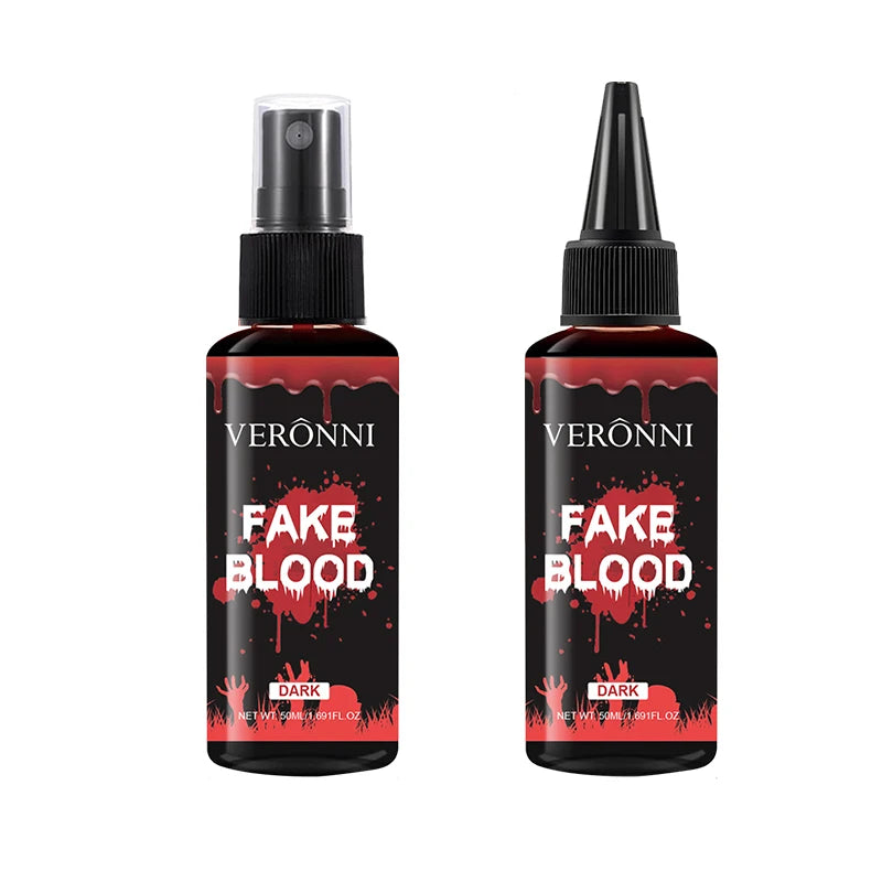 VERONNI Fake Blood Makeup Spray Squeeze Bottles Realistic Dark Qme 2pcs