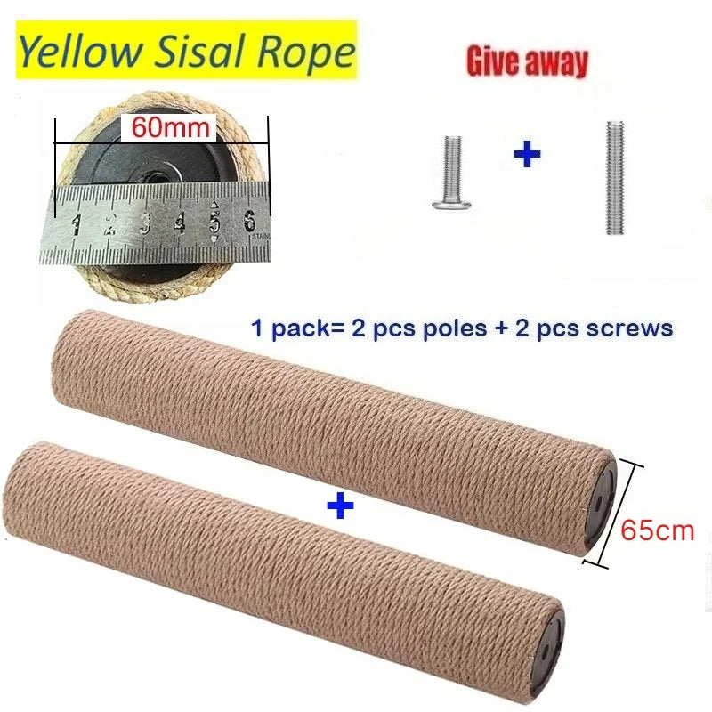 B DIY Cat Climbing Tree Tower Pole Accessories Replacements Pet Cat Toy Scratching Post Hard Paper Tube Pillar With Sisal Ropes Qme Jute rope L50cm-2pcs