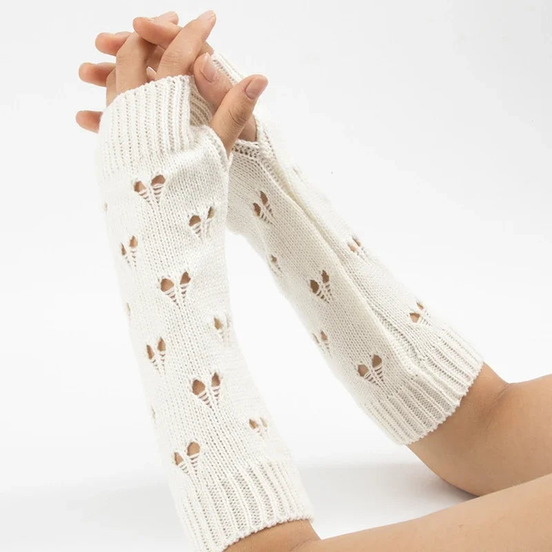 Women Long Fingerless Soft Gloves Cute Fashion Gothic Cosplay Y2K Qme