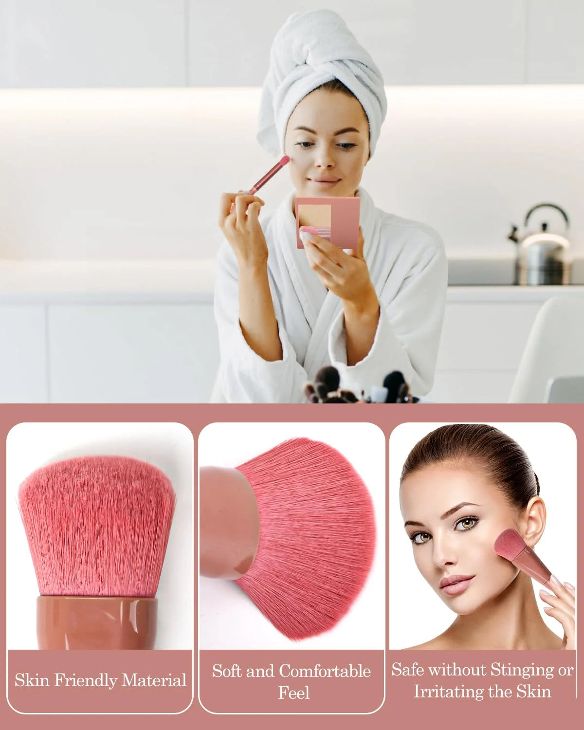 Mini Complete Function Cosmetic Brushes Mirror Shell Portable Travel Qme