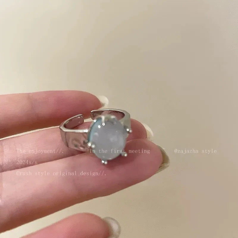 Rings for Women Vacation Style Sense of Design Couple Minimalist Handmade Simple Blue Star Ring Party Jewelry Gift Versatile Qme dahai resizable