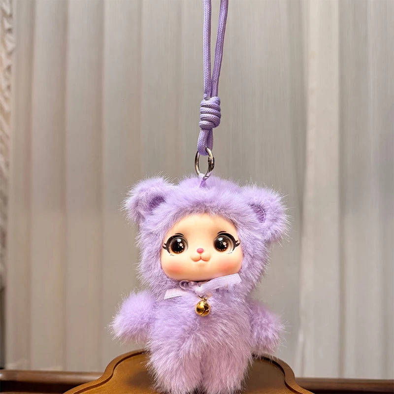 Cute Family Series Animals Vinyl Face Plush Forest Doll Pendant Qme Purple