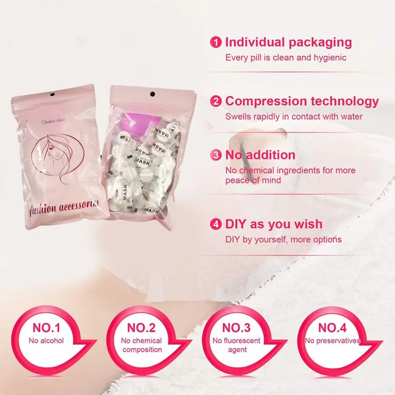 50 pieces of compressed facial mask piece skin care DIY, compressed disposable facial mask skin care facial mask paper tape bowl Qme