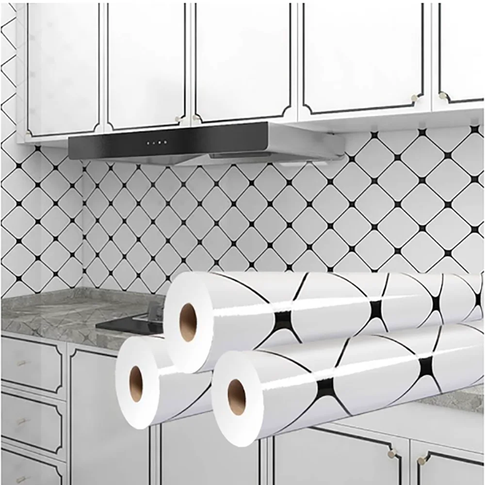 40cm Classic Decorative Wall Stickers Moisture Proof Mildew Proof Self Adhesive Wallpaper for Kitchen Cabinet Home Decoration Qme
