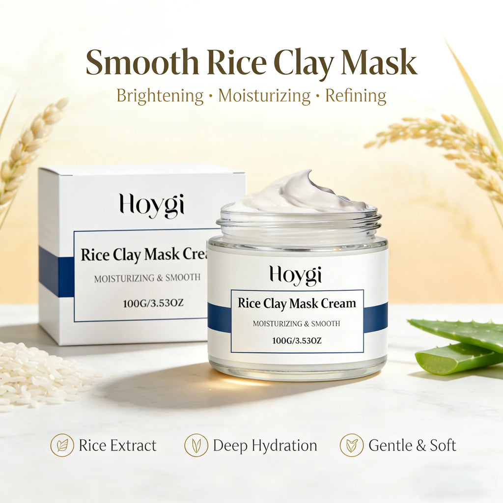 Smoothing Rice Clay Mask Cream Brightening Pore Cleansing Hydrating Mask Even Skin Tone Controls Oil Nourishing Face Mask Qme