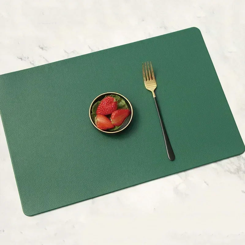 Nordic Home Decor Household Leather Placemat Hotel Restaurant Western Qme Green L