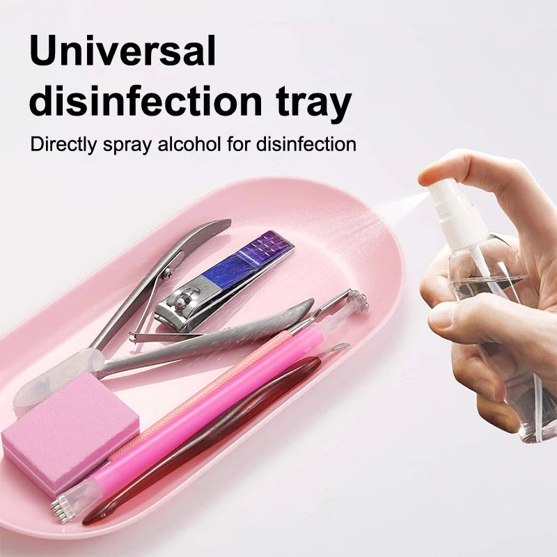 Plastic Cosmetic Storage Tray Nail Art Equipment Plate Oval Manicure Qme