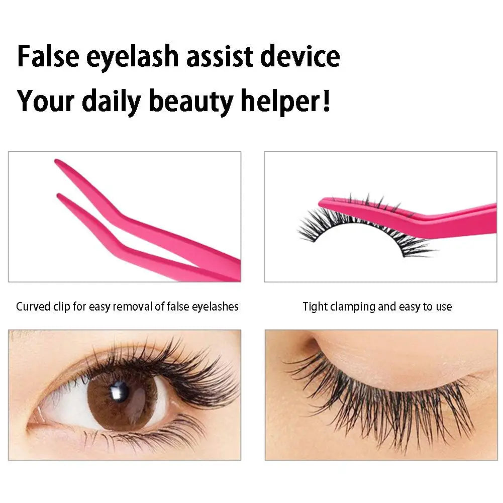 Eyelash Tweezers Steel Eyelash Extension Tweezer with Comb False Lash Application Tool for Girls Women Beginner Makeup Qme