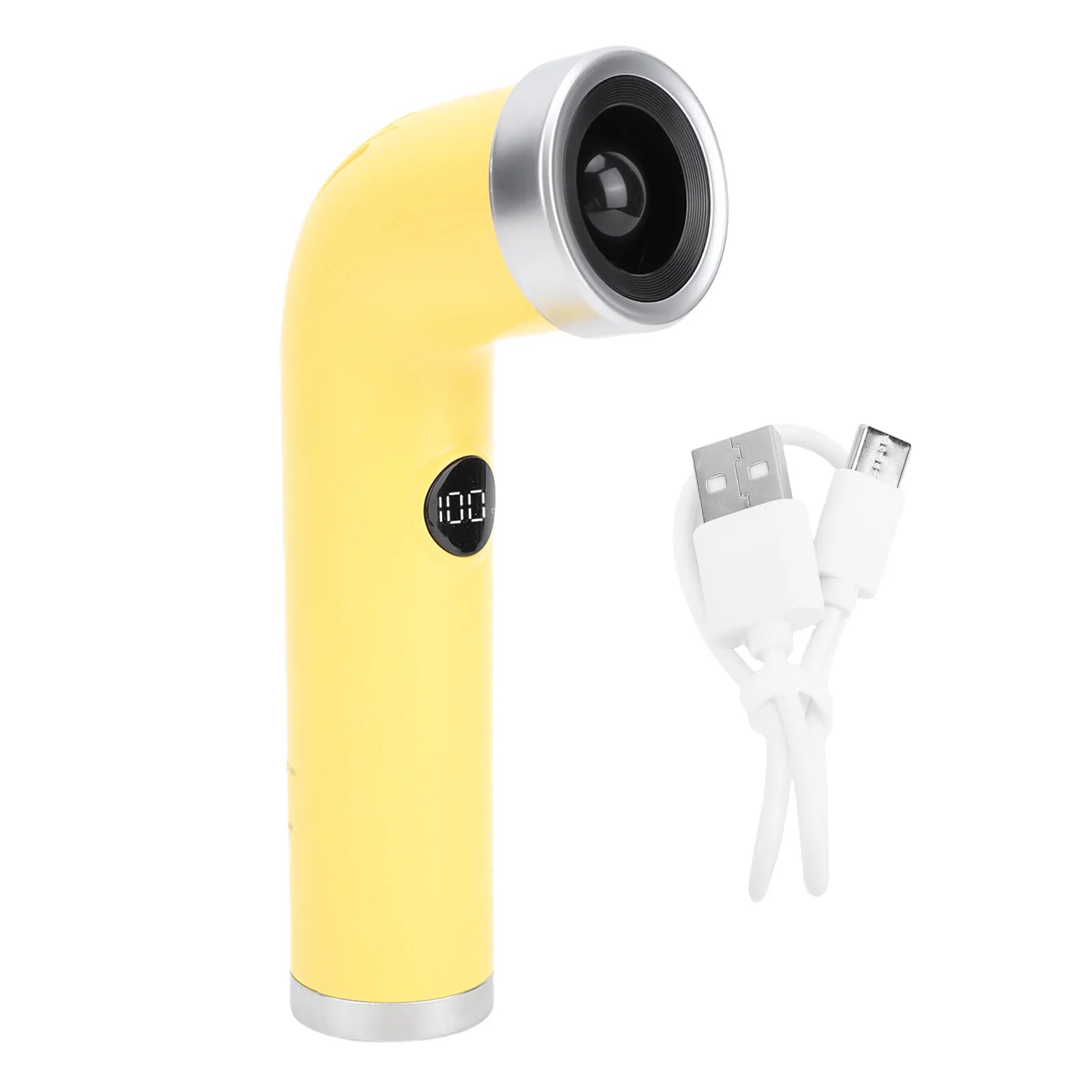 Bladeless Handheld Cooling Fan Smart Push Button Digital Display Rechargeable Handheld Bladeless Fan Versatile for Outdoor Use Qme YELLOW