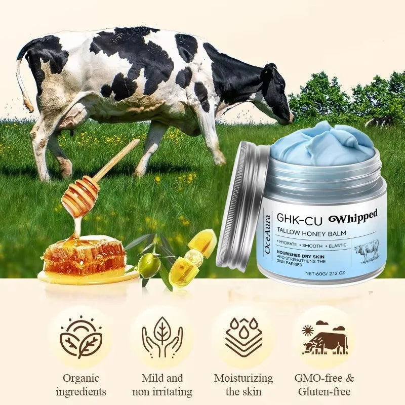 Whipped Beef Tallow And Honey Balm Moisturizing Beef Tallow Face Cream Body Lotion Grass Fed Grass Finished Face Cream Skin Care Qme