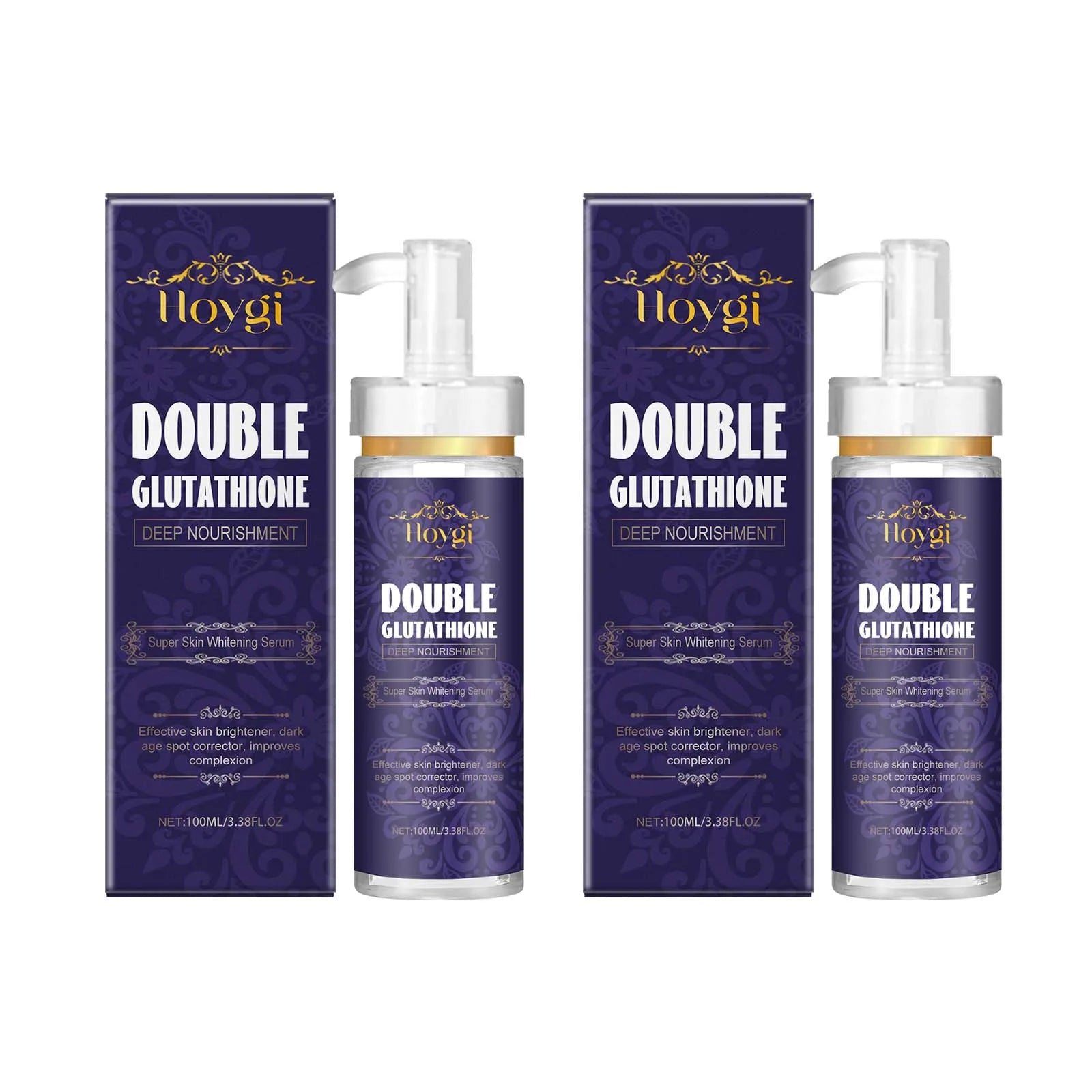 Double Glutathione Serum Lightens Dark Spots Even Skin Tone Skin Radiant Moisturizing Hydrating Smoothing Brighten Skin Care Qme 2 x 100ml Boxed