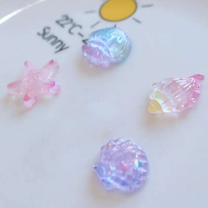 10pcs Mini Kawaii Cute Star Shell Flat Back Cabochons DIY Scrapbook Party Hairpin Accessories Home Decoration Craft Qme
