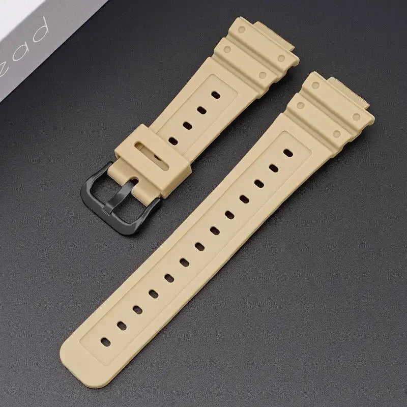 TPU Sport Bracelet For Casioak DW-5600 DW5000 GA2100 Watch Band Stainless Steel Buckle Siliconer Strap16mm Replacement Wristba Qme Khaki Black