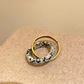 Fashion Sense of Design Charm Double Layers Spotted Metal Round Circle Rings Women Gold Plated Alloy Popular Finger Ring Qme Size 7 jin ban