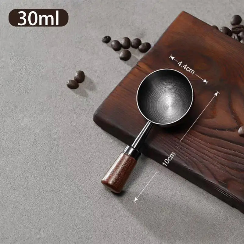 Coffee Tablespoon - Walnut Wood & Stainless Steel Scoop for Home Baristas & Cafe Decor - Perfect Kitchen Accessory Qme A6