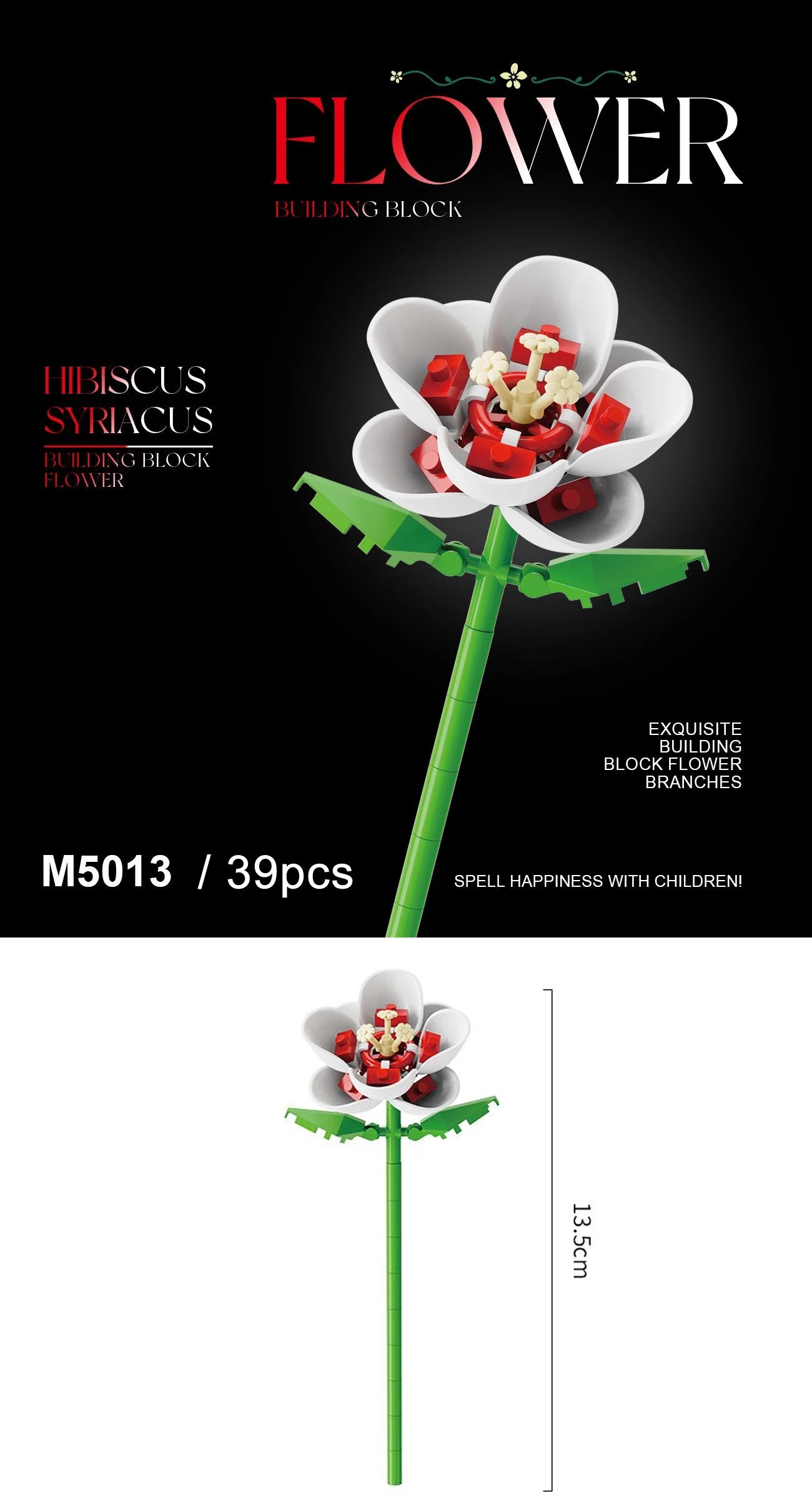 Building block flower set, DIY floral decoration kit, suitable for desktop decoration and room accessories – a perfect gift idea Qme 5013-Opp bag
