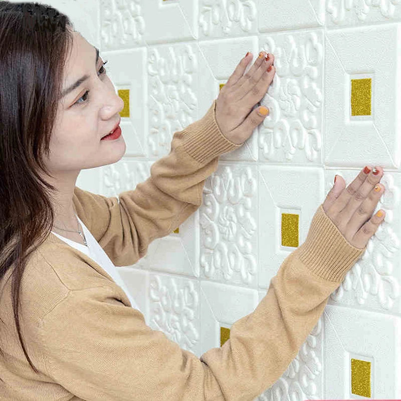 3D Brick Pattern Wall Sticker DIY Self-adhesive Living Room Home Qme
