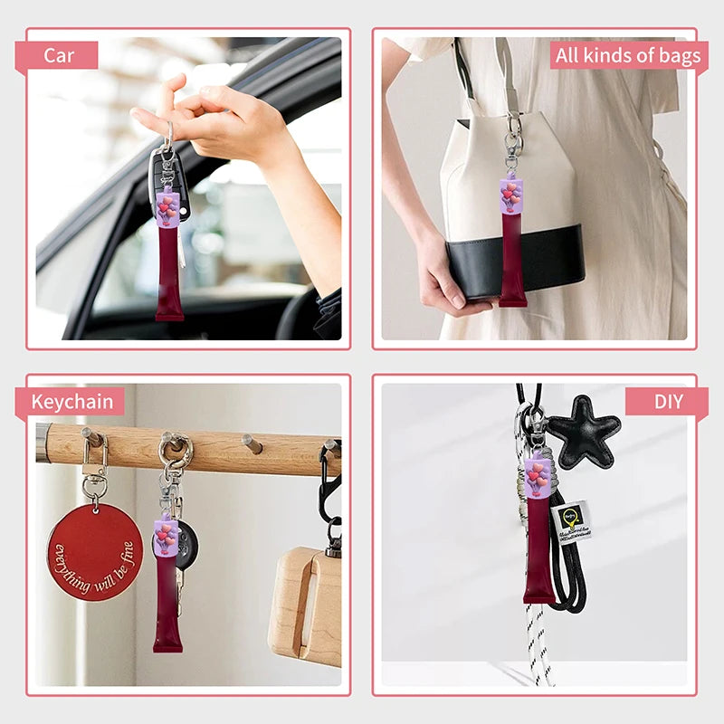 Portable Lipstick Pouch Keychain Balloon-shaped Protective Case Lip Qme
