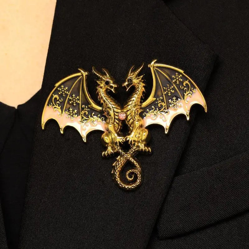 Unisex Beautiful 5-color Animal Party Office Brooch Pins Gifts Metal Dragon Brooches For Women Qme style 2