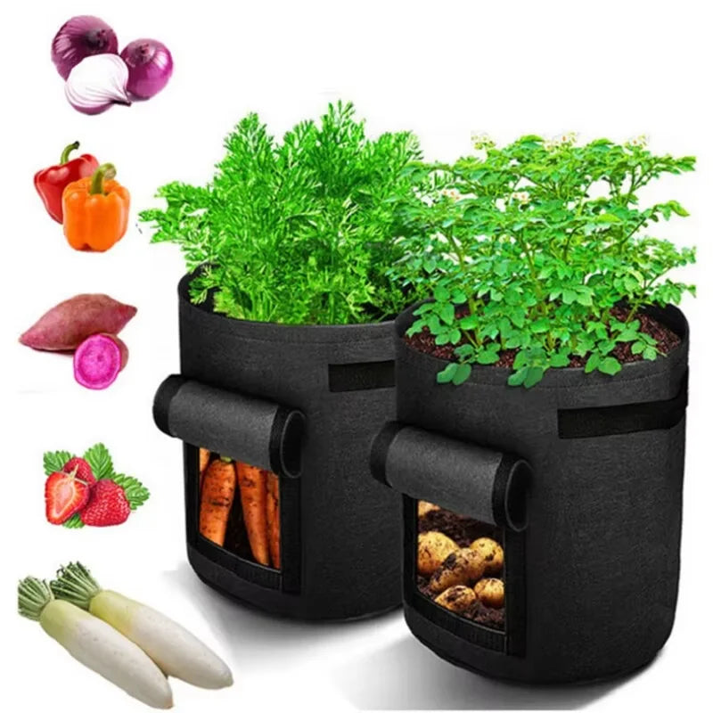 Garden Felt Potato Planting Bag Large Diameter Vegetable Plant Seedling Bag Non-Woven Felt Potato Growing Bucket Qme