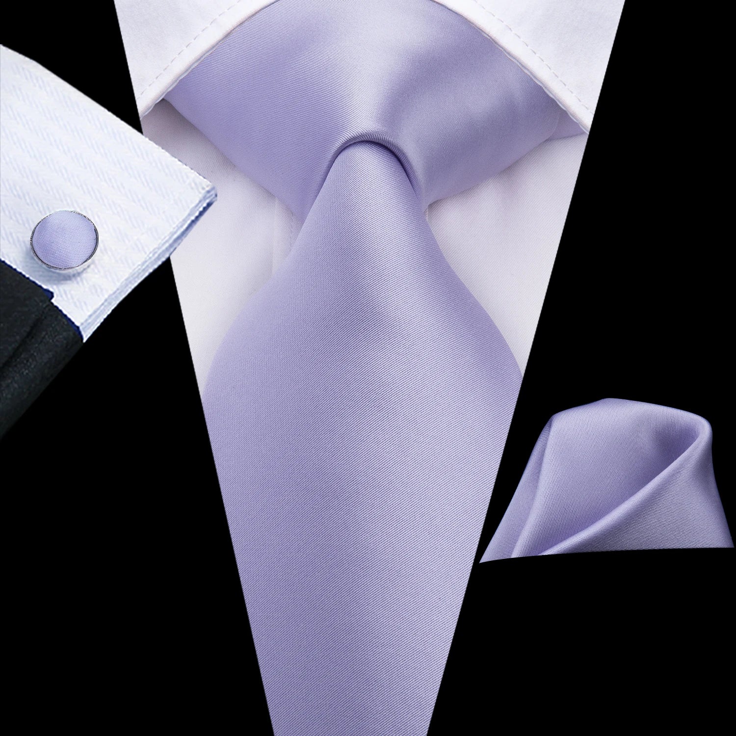 Tie Set for Men, 3-Piece Wedding Accessories with Cufflinks & Pocket Handkerchief, Striped/Floral Design Qme DPTH-LDSN3263