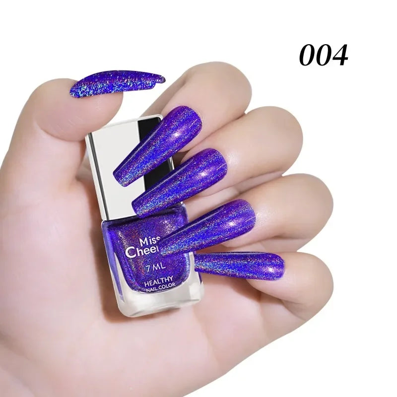 Rainbow Sparkle Holographic Nail Polish 7ml Multichrome Laser Glitter Nail Lacquer Quick-Dry Salon Professional Nail Art Polish Qme 04