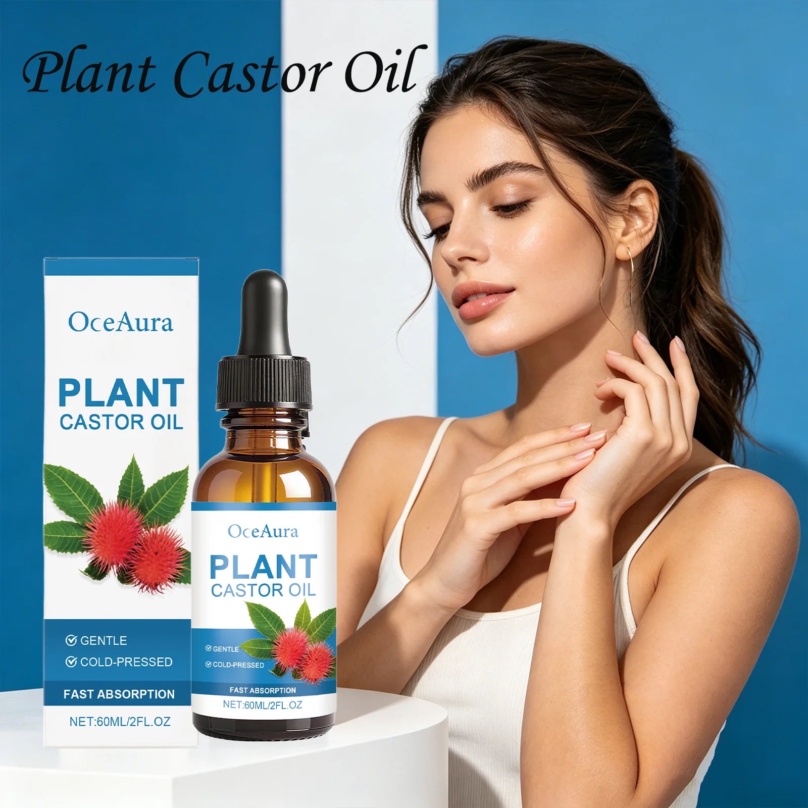 Oceaura Plant Castor Oil Cold-pressed Fast Absorption Deep Nourishing Qme
