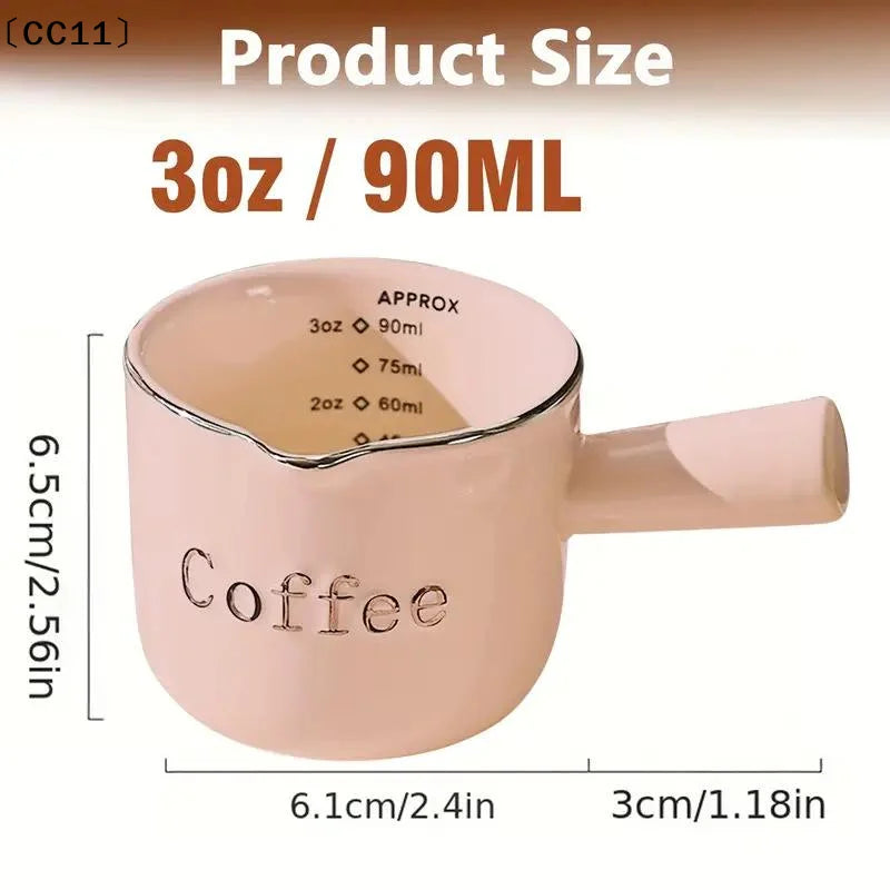 Ceramic Espresso Coffee Measuring Cup Scale Extraction Milk Pitcher Qme