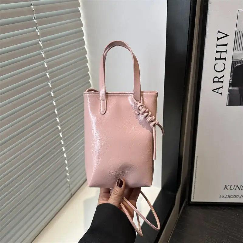 PU Leather Mini Crossbody Bag For Women Korean Fashion Luxury Shoulder Bags Female Simple Retro Handbags And Purses Qme Pink
