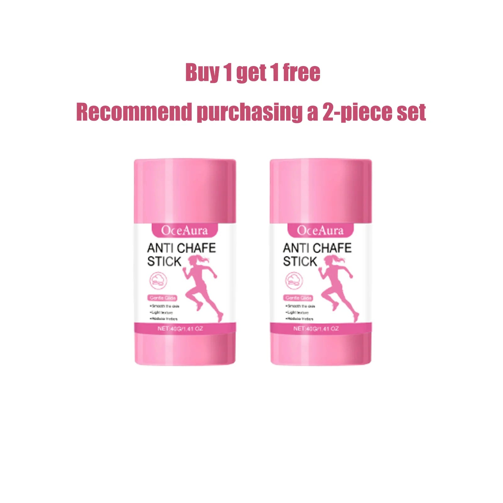 OceAura Anti Chafe Stick for Sports & Daily Use Sweat Resistant Anti Chafing Moisturizing Thigh Underarm Chafing Relief Stick Qme 40gx2