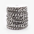 PandaHall 10m Tarnish Resistant 304 Stainless Steel Cuban Chain Roll for Professional Jewelry Making, Chunky Unwelded Link Qme 13-14x10x3mm