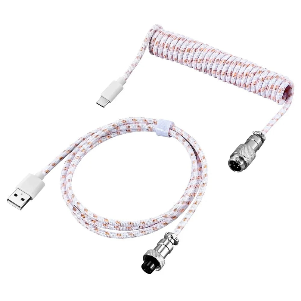 USB Type C Mechanical Keyboard Coiled Cable Hardware Linker USB Mechanical Keyboard Spring Cable Spiral Gaming Usb Keyboard Cord Qme Pattern