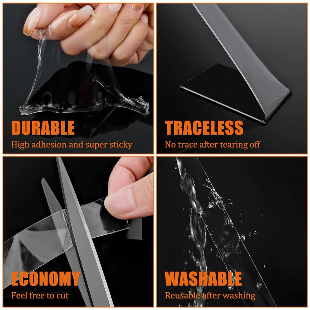 50mm Width Nano Tape Extra Strong Double-sided Adhesive Tape Heavy Duty Removable Waterproof Mounting Tape for Walls Poster Qme