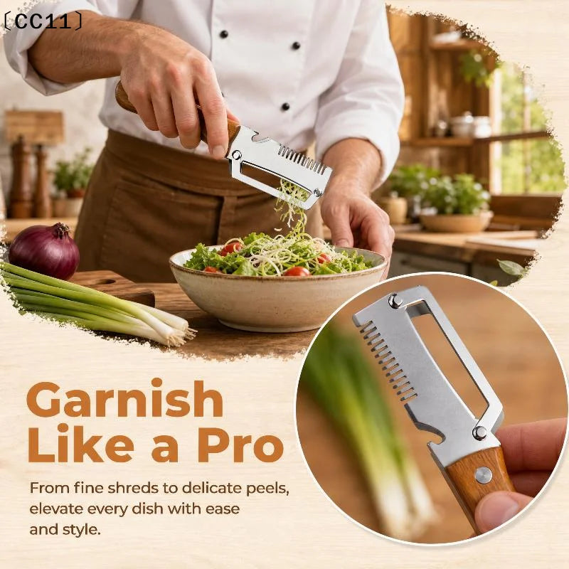 Multi-functional 3-in-1 Stainless Steel Serrated Vegetable Peeler Qme