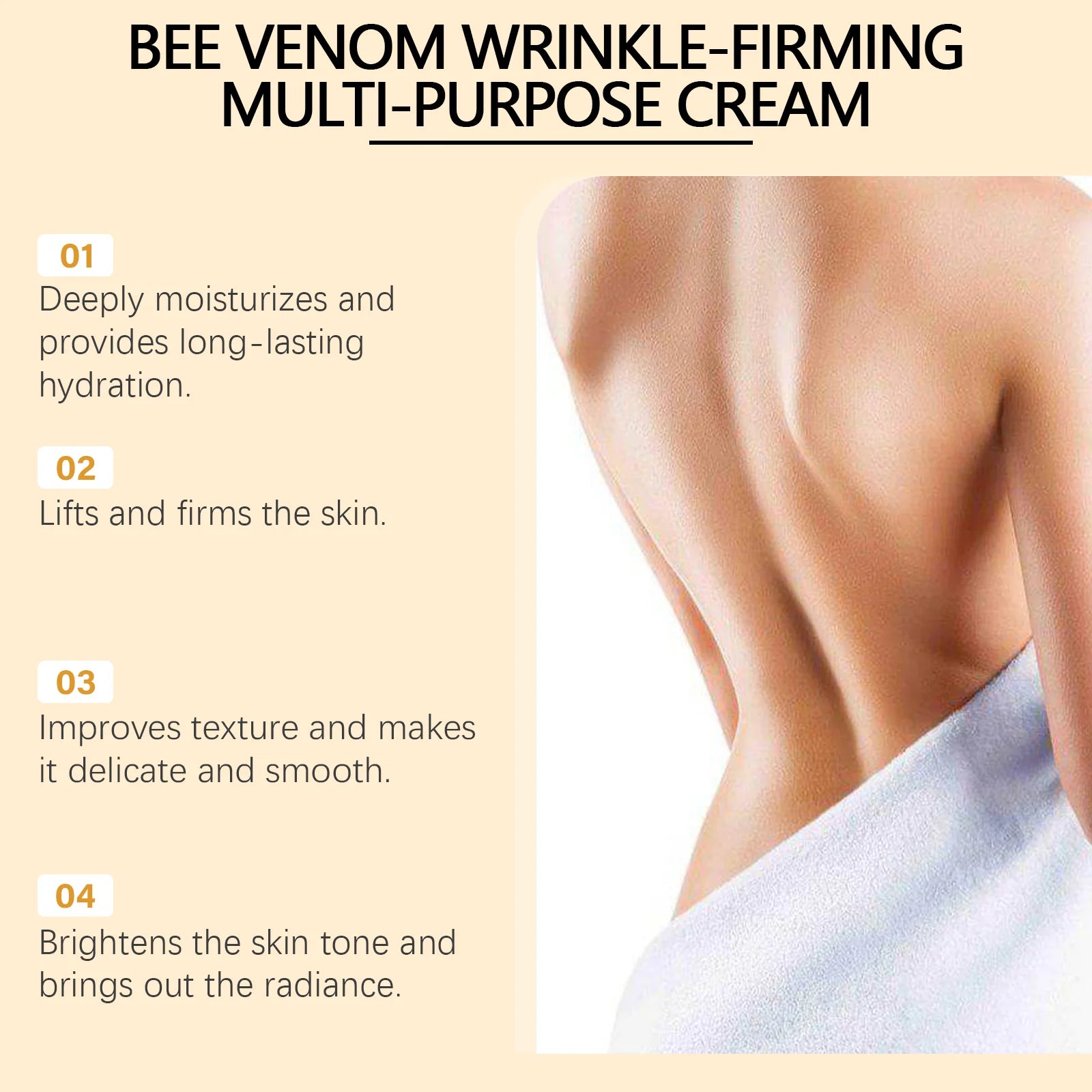 Bee Venom Firming Cream Anti-Wrinkle Lifting Face Moisturizer with Hyaluronic Acid Reduce Fine Lines Multipurpose Bee Venom Crea Qme