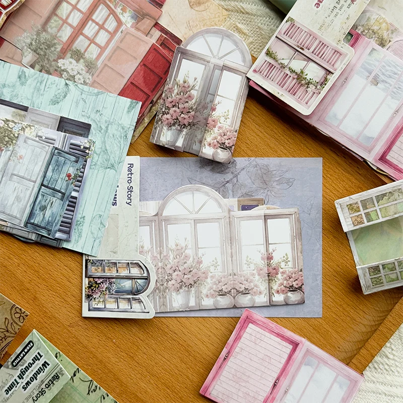 1pack Handbook Material Stickers Collection Light Vintage Window Organs 10pcs Per Pack Door and Window Themed Time1pack/2p Qme