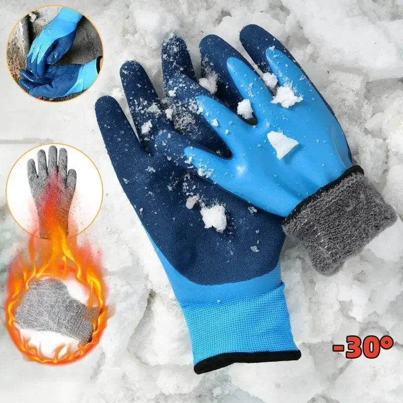 2pairs Winter Fishing Gloves Fleece Lined Thickened Short Warm Cold Proof Thermal Gloves Qme