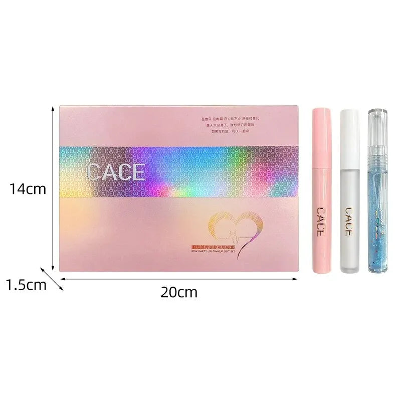 CACE Matte Liquid Lipstick Makeup Sets 4 Colors Lipgloss And 1pc Transparent Lipgloss And 1pc Lip Balm Plumper And Necklace Gift Qme
