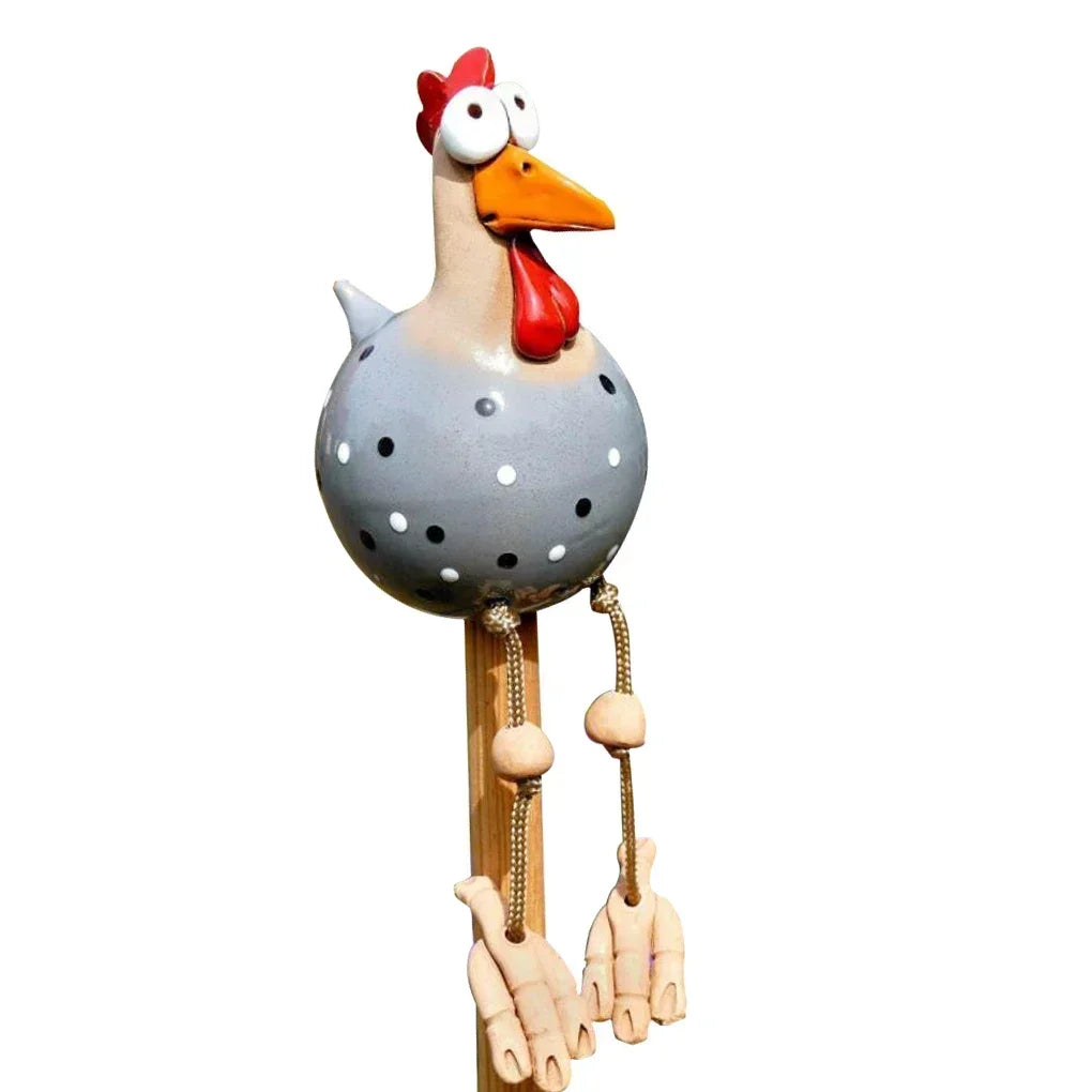 Resin Crafts Statues Funny Big Eyed Chicken Statue Long Foot Hen Qme Grey
